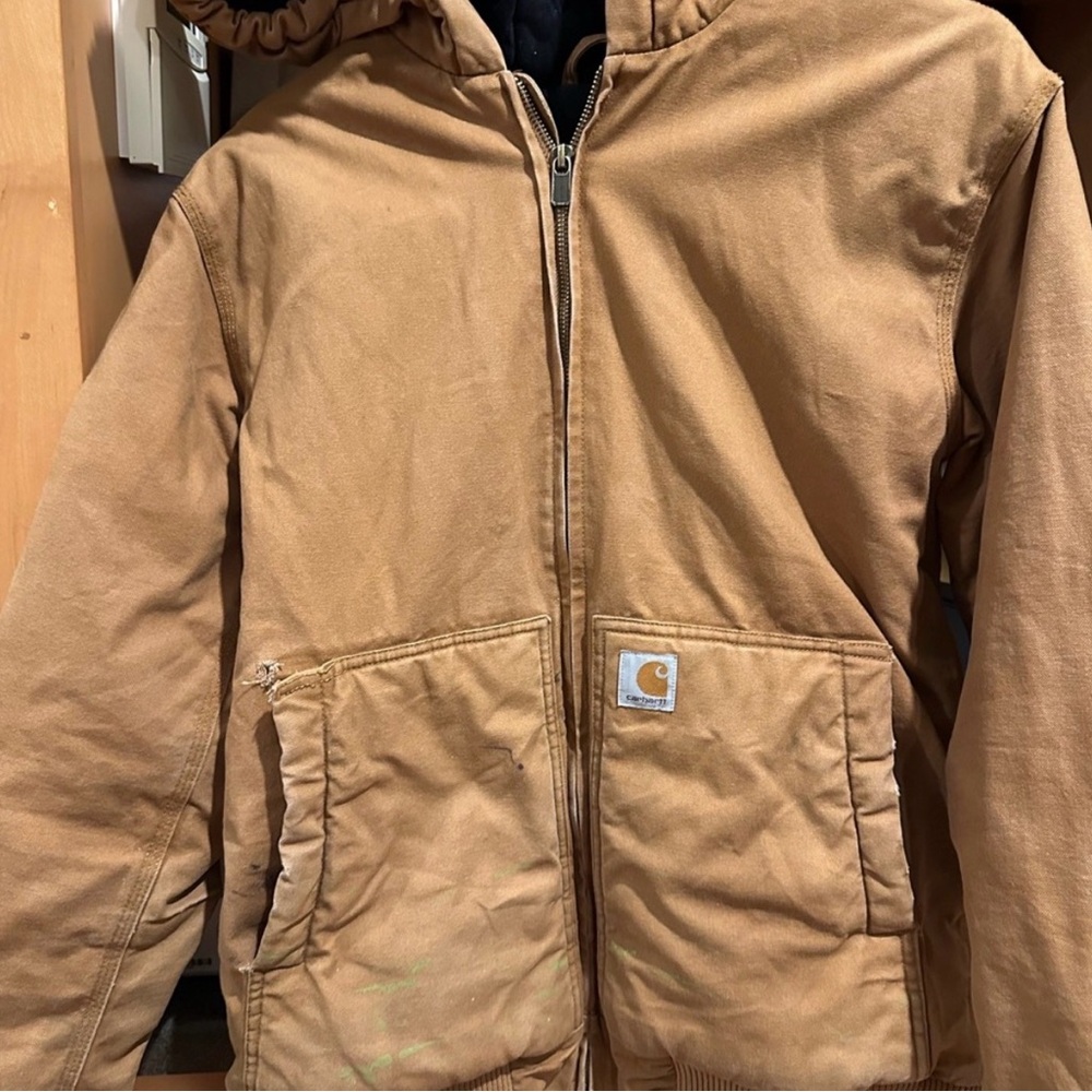 Brown Carhartt Insulated-Black Quilted Jacket/Youth size 18/20